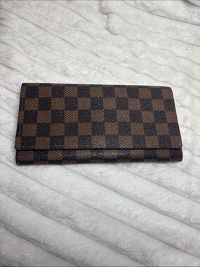 Brown Checkered Women's Long Wallet